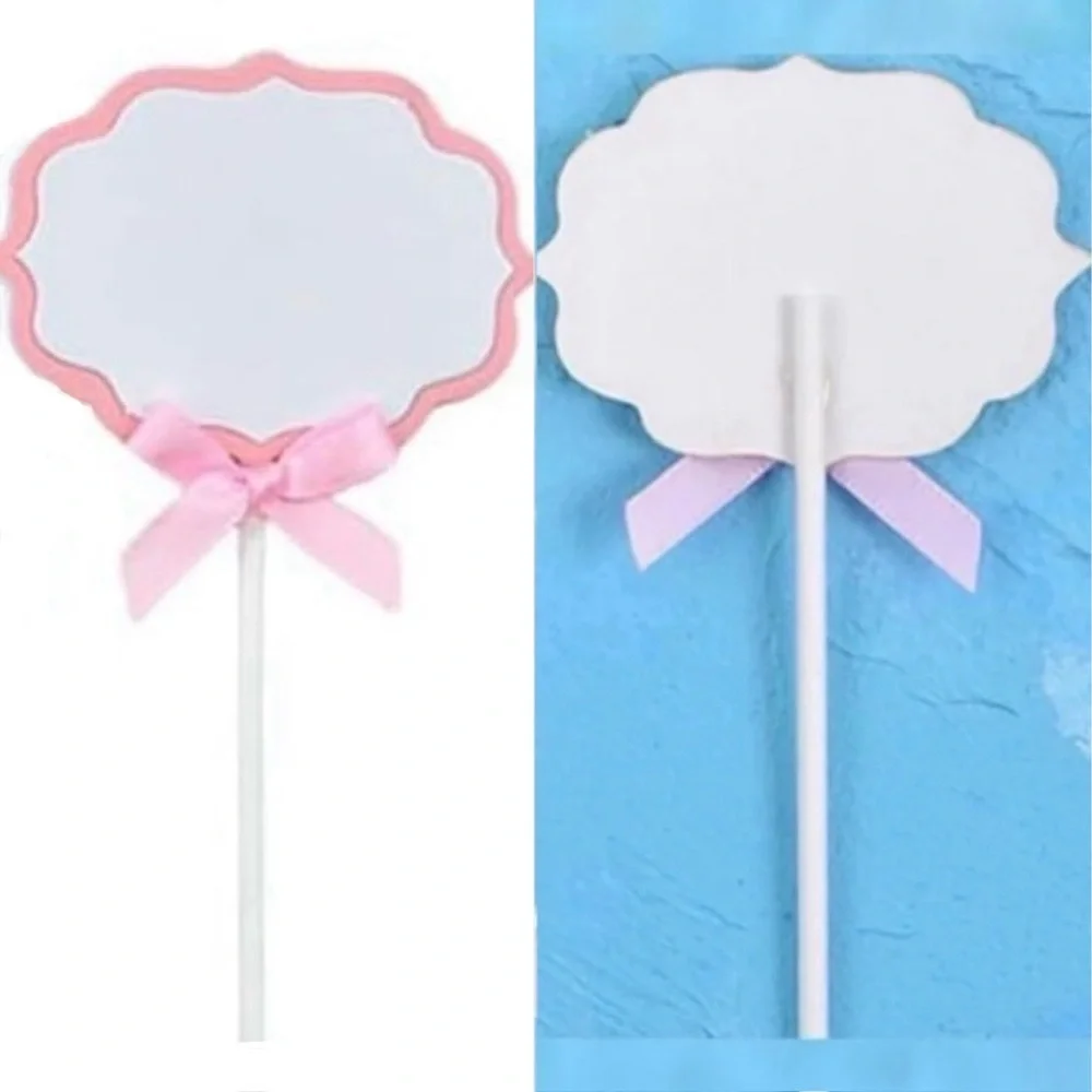 💞 New Pack of 10 Pink & White Buffet Food Label Cupcake Toppers